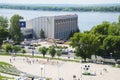 The building of the pool CSKA, situated on the embankment of the Volga river in Samara, Russia. On a Sunny summer day.