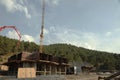 Building pouring concrete, rebar under the sky Royalty Free Stock Photo