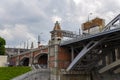 The building of the Presidium of Russian Academy of Sciences and Moskva River, Moscow, Russia.