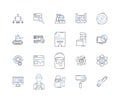 Building profession line icons collection. Construction, Architecture, Engineering, Planning, Surveying, Masonry