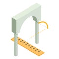 Building project icon isometric vector. Arch project and large wooden ruler icon