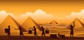 Building Pyramid in Egypt in ancient time use men to be slave the whole day,cartoon version Royalty Free Stock Photo
