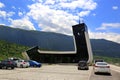 The building of the Queen Tamara airport in the high-altitude village of Mestia in the Upper Svaneti region Royalty Free Stock Photo