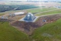 The building of the radio radar in the form of a pyramid on military base. Royalty Free Stock Photo