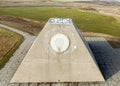 The building of the radio radar in the form of a pyramid on military base. Royalty Free Stock Photo