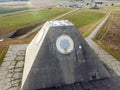 The building of the radio radar in the form of a pyramid on military base. Royalty Free Stock Photo