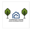 Green Building, real estateh, home and Construction Logo and Vector Design Royalty Free Stock Photo