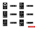 Building recycling signs icon set of black and white types. Isolated vector sign symbols. Icon pack