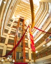 Building with red elevator and Chinese New Year Celebration