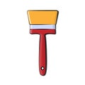 Building red and yellow icon of a wooden paint brush made of wool for painting walls and objects. Construction tool. Vector Royalty Free Stock Photo