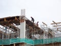 Building reinforcement concrete structure at the construction site.