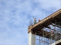 Building reinforcement concrete structure at the construction site.