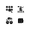 Building relationships with people black glyph icons set on white space