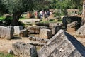 Building remains at ancient Olympia archaeological site in Greece