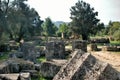 Building remains at ancient Olympia archaeological site in Greece