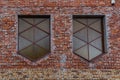 Building for renovation, old red wall with windows Royalty Free Stock Photo