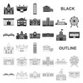 Building repair black icons in set collection for design.Building material and tools vector symbol stock web Royalty Free Stock Photo