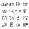 Building, repair and home renovation icons set.