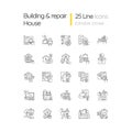 Building and repair house linear icons set Royalty Free Stock Photo