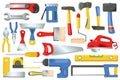 Building and repair tools set graphic elements in flat design Royalty Free Stock Photo