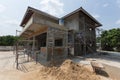 Building residential construction house with scaffold steel Royalty Free Stock Photo