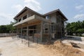 Building residential construction house with scaffold steel Royalty Free Stock Photo