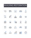 Building restoration line icons collection. Home refurbishment, Structure reconstruction, Property renovation, Facility