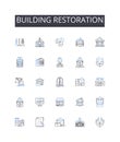 Building restoration line icons collection. Home refurbishment, Structure reconstruction, Property renovation, Facility