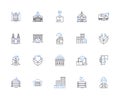 Building restoration outline icons collection. Rebuilding, Preservation, Renovation, Rehabilitation, Refurbishment