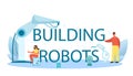 Building robots typographic header. Robotic engineering and constructing