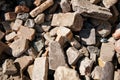 Building rubble, old brick stones