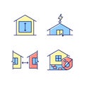 Building safe house RGB color icons set Royalty Free Stock Photo