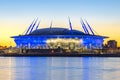 The building of the Saint Petersburg Arena stadium on a white night. Russia Royalty Free Stock Photo