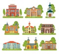 Building School Church Icon Set