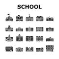 building school exterior modern icons set vector Royalty Free Stock Photo