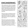 Building and science, engineering industries line icons poster