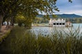 Building on the shores of Lake Banyoles Royalty Free Stock Photo