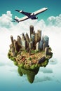 map travel plane illustration global city europa earth globe concept. Generative AI.