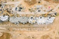 Building site with construction crane, machines and equipment. aerial photo Royalty Free Stock Photo