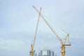 Building site with cranes and blue sky Royalty Free Stock Photo