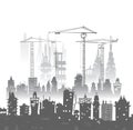 Building site with cranes. City backgroundEaster bunny and eggs background, Sketch Royalty Free Stock Photo