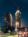 Building site of skyscrapers in the city of The Hague Royalty Free Stock Photo