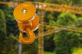 Building site in the wood with cranes for loads Royalty Free Stock Photo