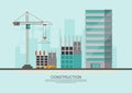 Building site work process under construction with cranes and ma Royalty Free Stock Photo