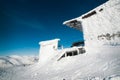 The building of the ski lift in the snow Royalty Free Stock Photo