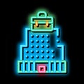 Building Skyscraper Business Center neon glow icon illustration