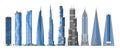 Building skyscraper in cityscape vector city skyline and business officebuilding of commercial company and build