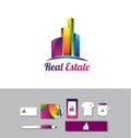 Building skyscraper real estate logo