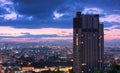 Building and skyscrapers in twilight sunrise Royalty Free Stock Photo