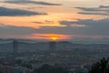 Building and skyscrapers in twilight sunrise Royalty Free Stock Photo